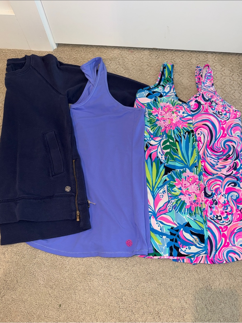 Lilly Pulitzer Luxletic tank set plus pull over sweater (ALL fit like small)